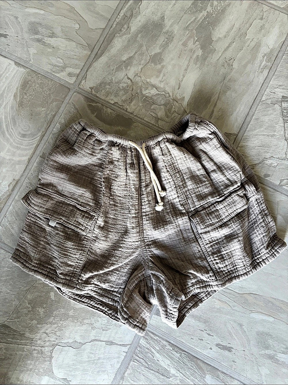 aerie Gauzy High Waisted Cargo Short Brown Medium